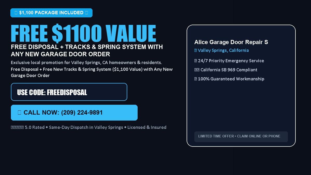 Alice Garage Door Repair Service FREE Haul-Away & Heavy-Duty Tracks with New Door in Valley Springs, CA